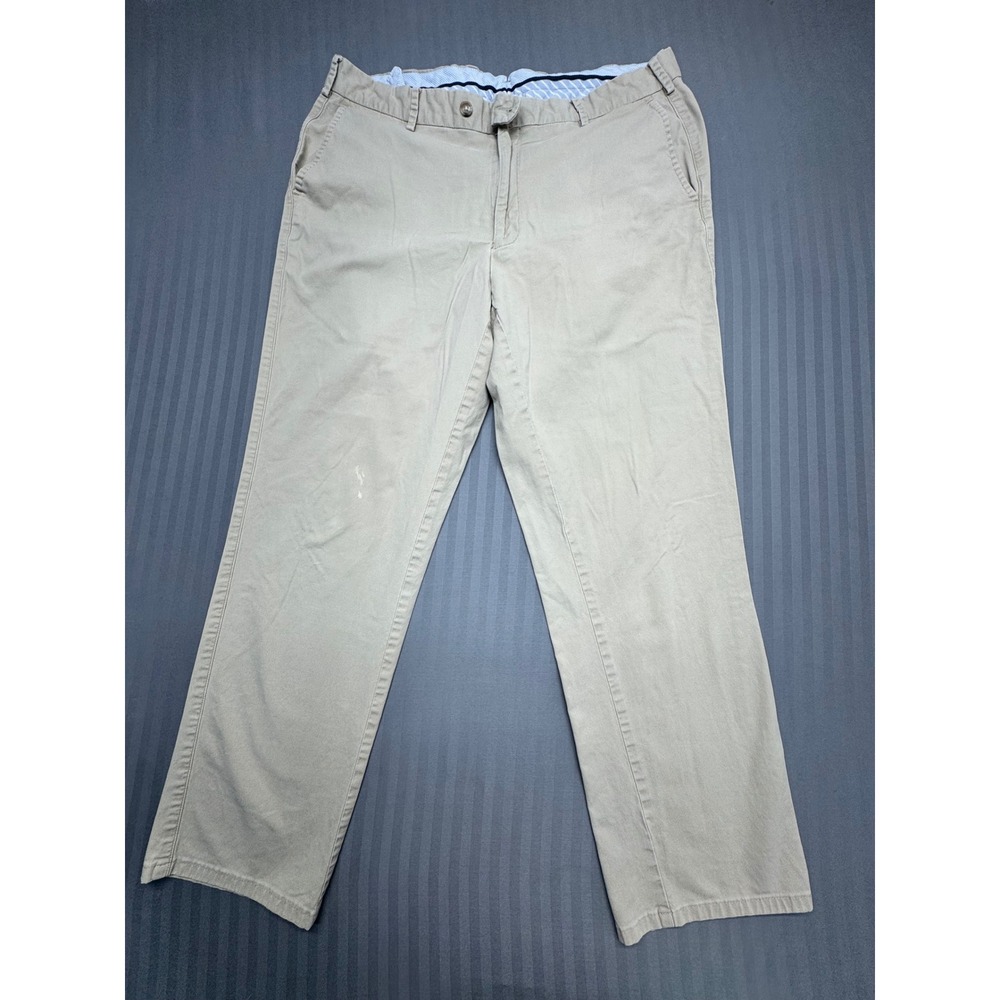 Peter Millar Crown Comfort Khaki Chinos Mens 36 Tan Cotton Blend Flat Front Pant